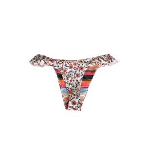Maaji Bikini Swim Bottom Cheeky Sz M Ruffle Floral Reversible Beach Vacation NEW